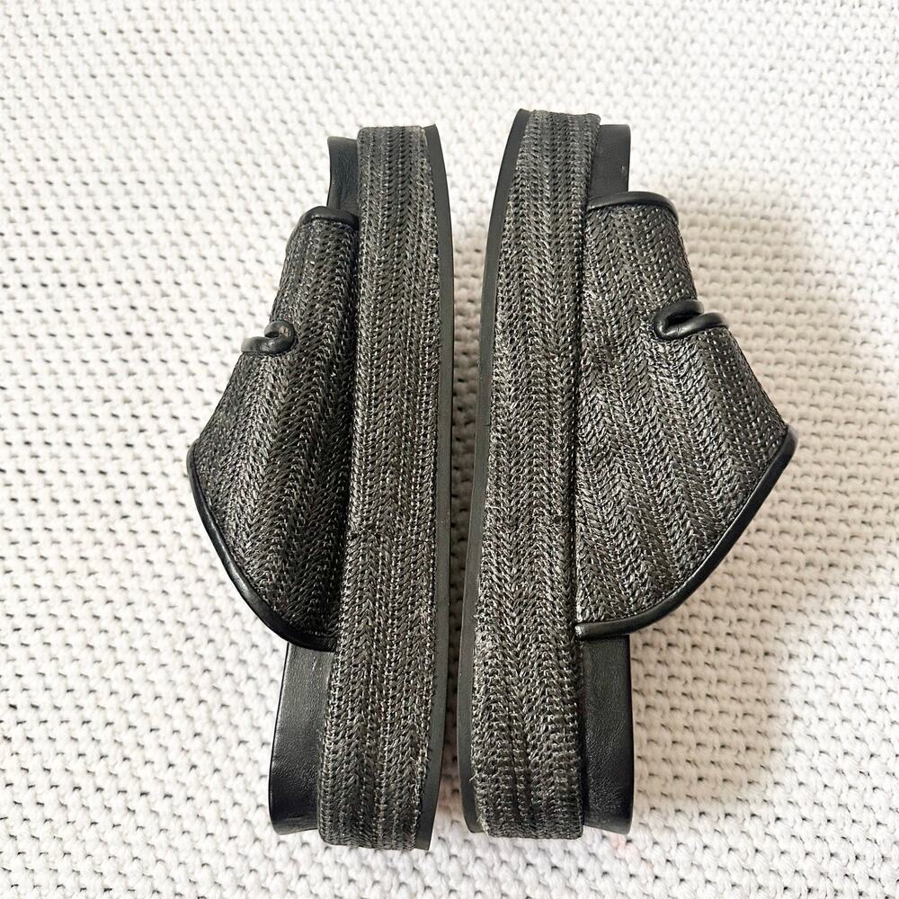 Silent D Gray Black Woven Raffia Double Strap Hook Loop Platform Sandals 39 Boho - Picture 7 of 9